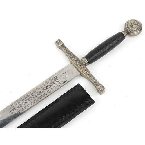 1456 - Medieval style King Arthur Excalibur sword with scabbard, 116cm in length