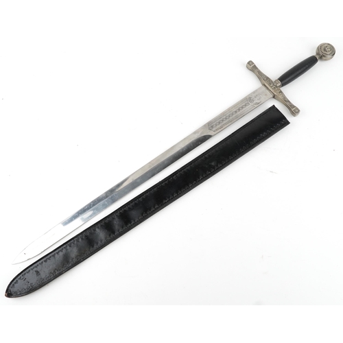 1456 - Medieval style King Arthur Excalibur sword with scabbard, 116cm in length