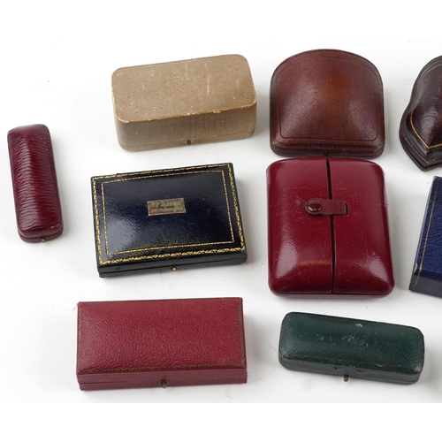 3739 - Victorian and later jewellery boxes, some tooled leather, including Edward & Sons Ltd Diamond Mercha... 