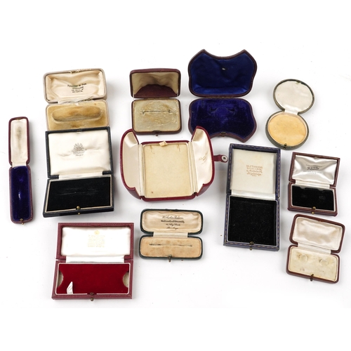 3739 - Victorian and later jewellery boxes, some tooled leather, including Edward & Sons Ltd Diamond Mercha... 