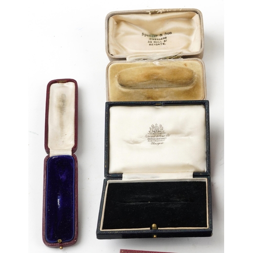 3739 - Victorian and later jewellery boxes, some tooled leather, including Edward & Sons Ltd Diamond Mercha... 