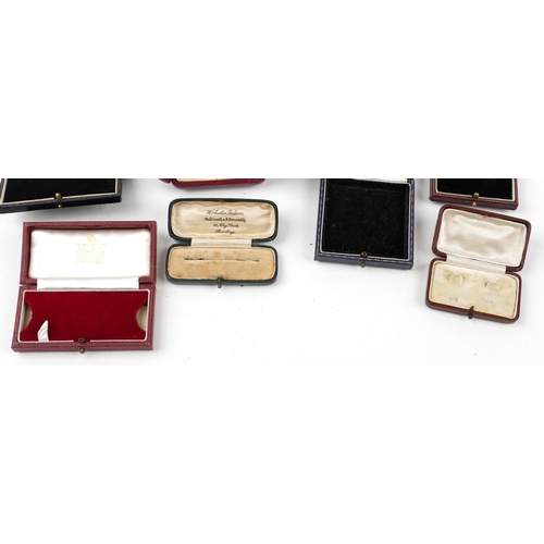 3739 - Victorian and later jewellery boxes, some tooled leather, including Edward & Sons Ltd Diamond Mercha... 