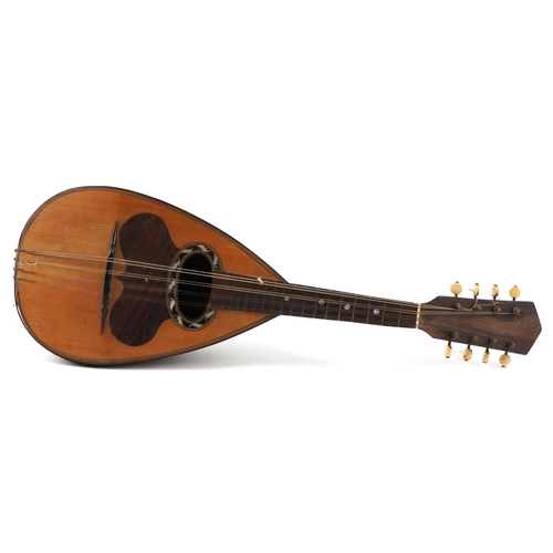 1010 - Italian inlaid melon shaped rosewood mandolin with case, the mandolin bearing a Paolo Valiana Figli ... 