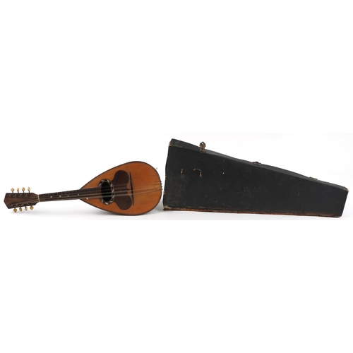 1010 - Italian inlaid melon shaped rosewood mandolin with case, the mandolin bearing a Paolo Valiana Figli ... 