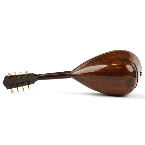 1010 - Italian inlaid melon shaped rosewood mandolin with case, the mandolin bearing a Paolo Valiana Figli ... 