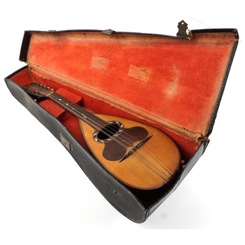 1010 - Italian inlaid melon shaped rosewood mandolin with case, the mandolin bearing a Paolo Valiana Figli ... 