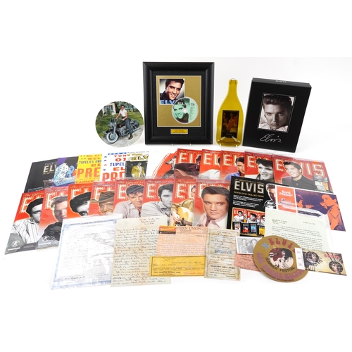 2432 - Elvis Presley collectables including collector's plate and framed CD display