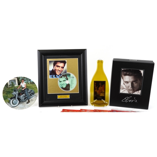 2432 - Elvis Presley collectables including collector's plate and framed CD display