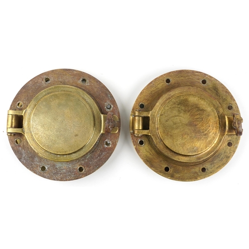 482 - Pair of shipping interest phosphor bronze portholes, each 26cm in diameter