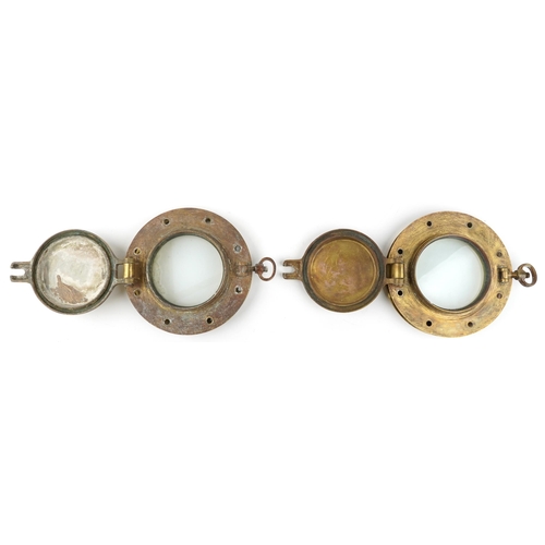 482 - Pair of shipping interest phosphor bronze portholes, each 26cm in diameter