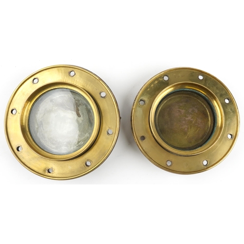 482 - Pair of shipping interest phosphor bronze portholes, each 26cm in diameter