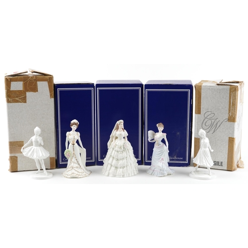 2261 - Five Coalport collectable figurines with boxes comprising Princess Alexandra 1948/7500, Lillie Langt... 