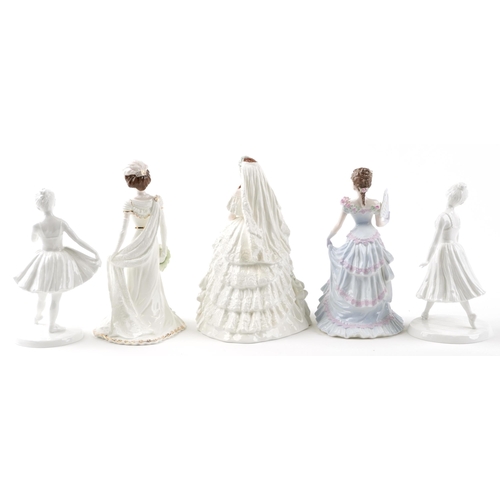 2261 - Five Coalport collectable figurines with boxes comprising Princess Alexandra 1948/7500, Lillie Langt... 