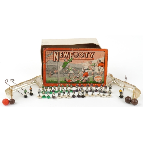 1149 - Early 20th century New Footy table soccer game with box and grass by The New Footy Co Liverpool