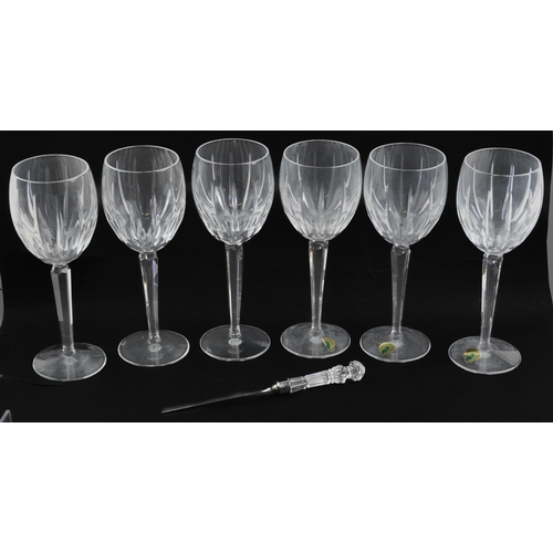 2292 - Set of six Waterford Marquis Omega Wine Glasses and a Waterford Crystal letter opener with box, the ... 