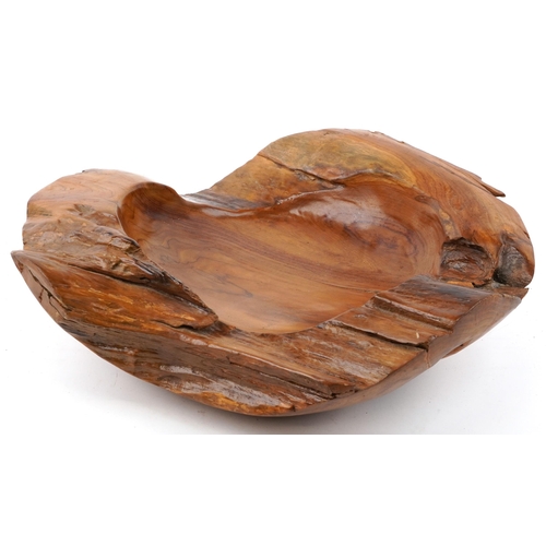 2538 - Mid century style teak root wood centre bowl, 50cm wide