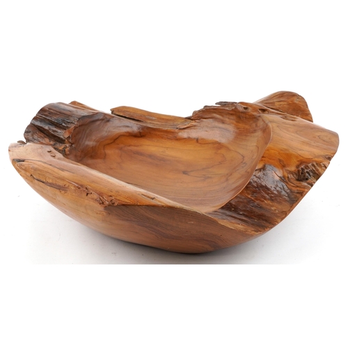 2538 - Mid century style teak root wood centre bowl, 50cm wide