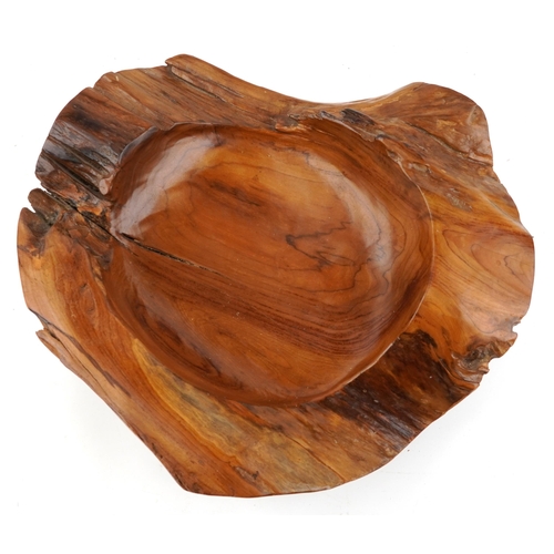 2538 - Mid century style teak root wood centre bowl, 50cm wide