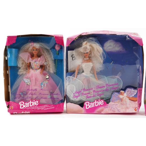 1191 - Four vintage Barbie dolls with boxes by Mattel including Ballerina and Angel Princess, comprising nu... 