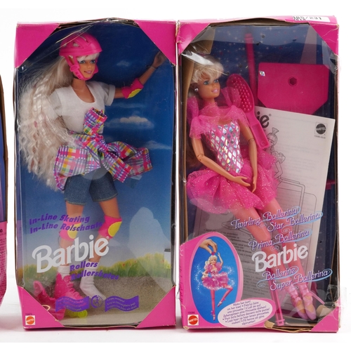 1191 - Four vintage Barbie dolls with boxes by Mattel including Ballerina and Angel Princess, comprising nu... 