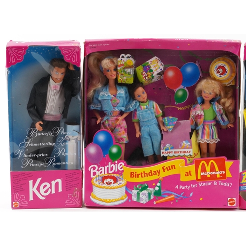 1190 - Vintage Barbie and Ken figures by Mattel with boxes including Birthday Fun at MacDonald's and Bay Wa... 