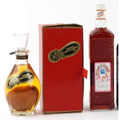 2480 - Seven bottles of alcohol including Poire Williams with box, Warre's Otima Ten Year Old Tawny port, V... 