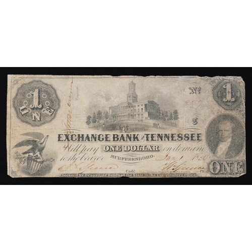 1621 - 19th century Exchange Bank of Tennessee one dollar banknote dated 1836