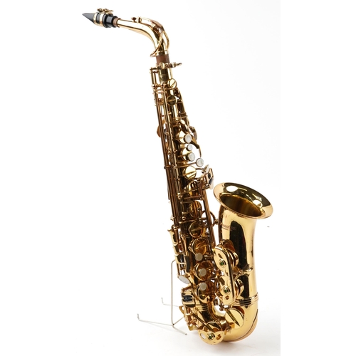 1020 - Blessing, American alto brass saxophone with fitted case, 62cm high