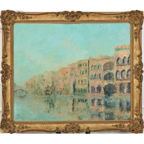 157 - A H Devine 1969 - Venetian canal scene, 20th century Impressionist oil on canvas, inscribed verso, m... 