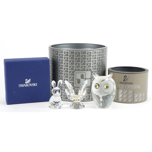 2280 - Swarovski crystal with boxes including a butterfly and rabbit, the largest 5cm high