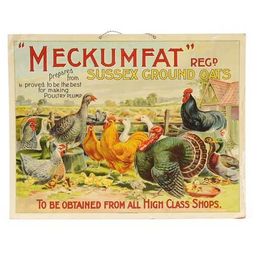 2332 - Vintage Meckumfat Sussex Ground Oats advertising card sign, T Forman & Sons Nottingham, London and G... 