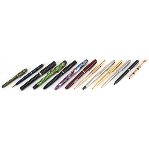 737 - Vintage and later fountain pens, ballpoint pens and pencil including Parker and Osmiroid