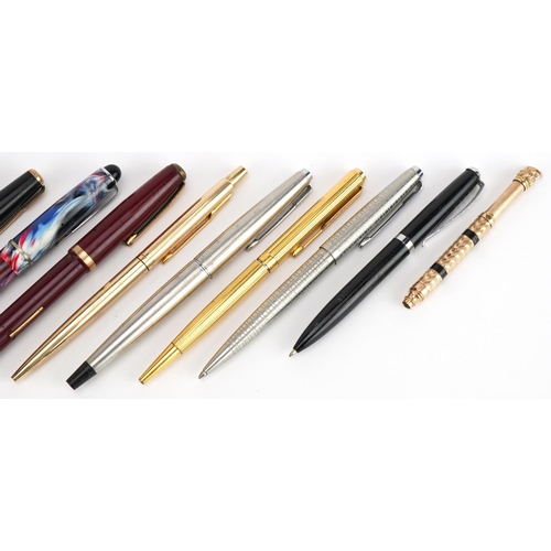 737 - Vintage and later fountain pens, ballpoint pens and pencil including Parker and Osmiroid