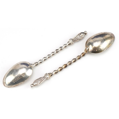 131 - William Hutton & Sons Ltd, set of twelve Victorian silver apostle teaspoons with matching sugar tong... 