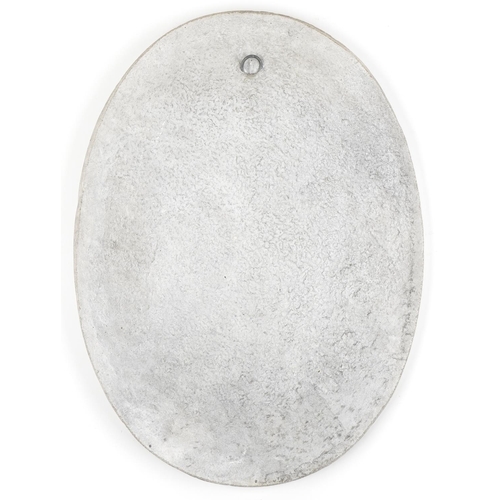 2324 - 19th century style oval plaster wall plaque decorated in relief with a semi nude maiden, 50cm x 36.5... 