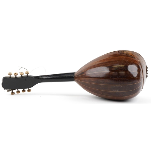 1011 - Italian inlaid melon shaped mandolin with mother of pearl and tortoiseshell inlay, bearing an Regina... 