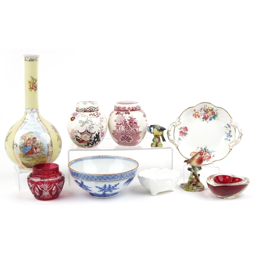 2488 - 19th century and later china and glassware including two Mason's ginger jars, continental bottle vas... 