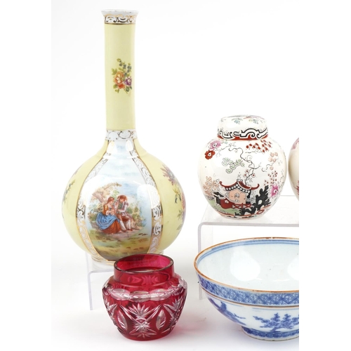 2488 - 19th century and later china and glassware including two Mason's ginger jars, continental bottle vas... 