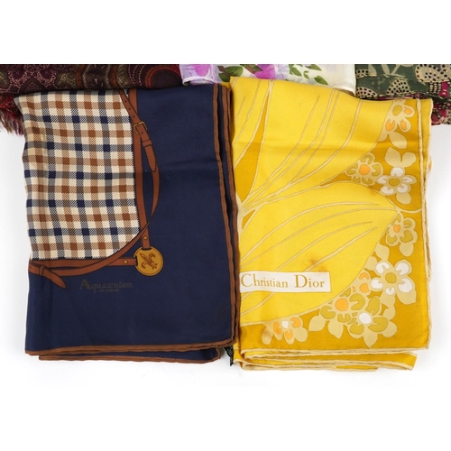 1081 - Vintage and later scarves, predominantly silk including Christian Dior, Delacroix, Hardy Amies, Aqua... 