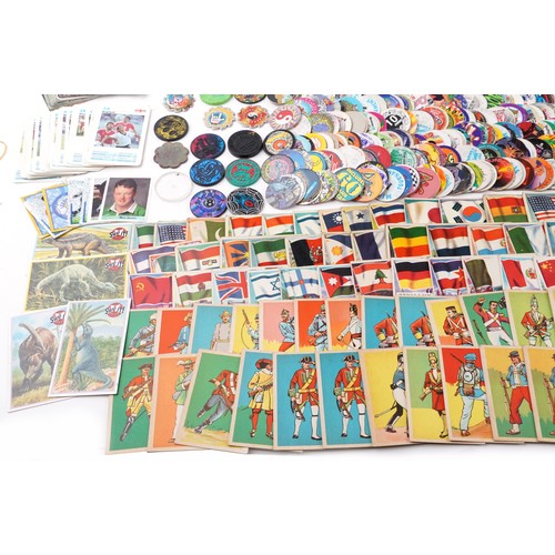 1148 - Collection of vintage and later trade cards and Pogs including The Unofficial Pogs Cap Players Handb... 