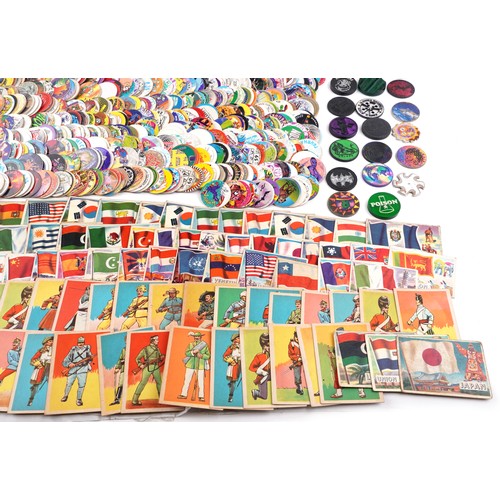 1148 - Collection of vintage and later trade cards and Pogs including The Unofficial Pogs Cap Players Handb... 