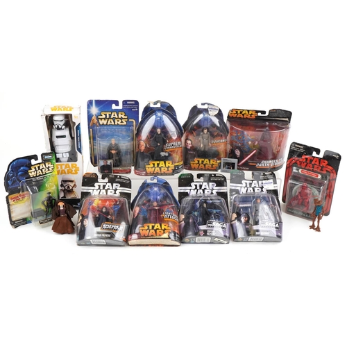 1173 - Vintage and later Star Wars action figures with boxes and blister packs including Imperial Patrol Tr... 