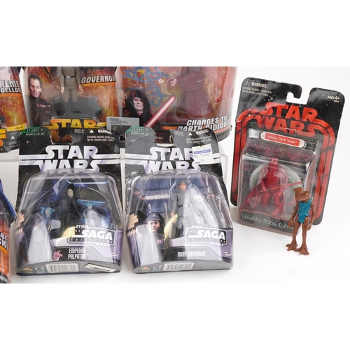 1173 - Vintage and later Star Wars action figures with boxes and blister packs including Imperial Patrol Tr... 