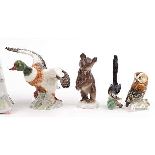 2637 - Collectable china including Goebel hedgehog money box, Karl Enz bird and a Beswick Sheldrake duck nu... 