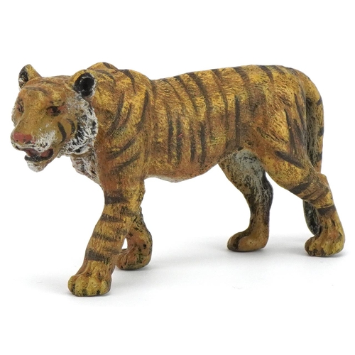 2338 - Manner of Franz Xaver Bergmann, cold painted bronze tiger, 12cm in length