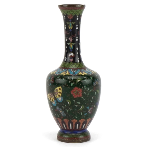 2366 - Japanese cloisonne vase enamelled with a phoenix amongst flowers, 12cm high