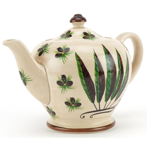 2451 - Sadler fern and acorn pattern teapot, 23cm in length