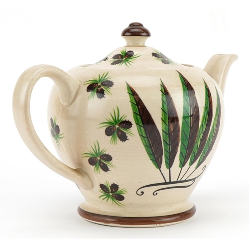 2451 - Sadler fern and acorn pattern teapot, 23cm in length