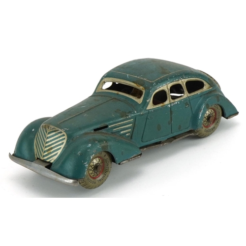 1145 - Vintage German tinplate clockwork saloon car