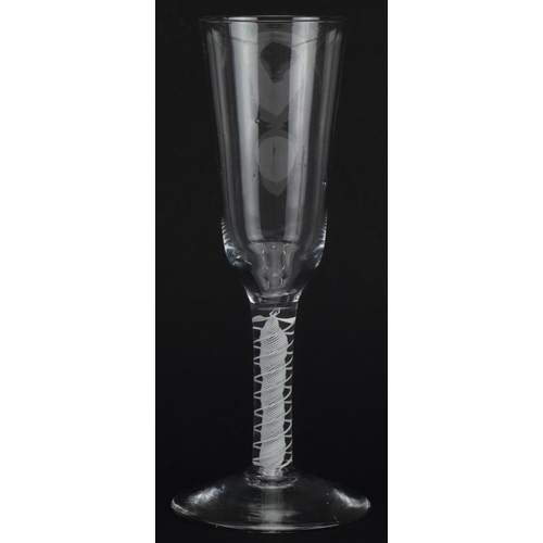 259 - 18th century wine glass with multiple opaque air twist stem, 18.5cm high